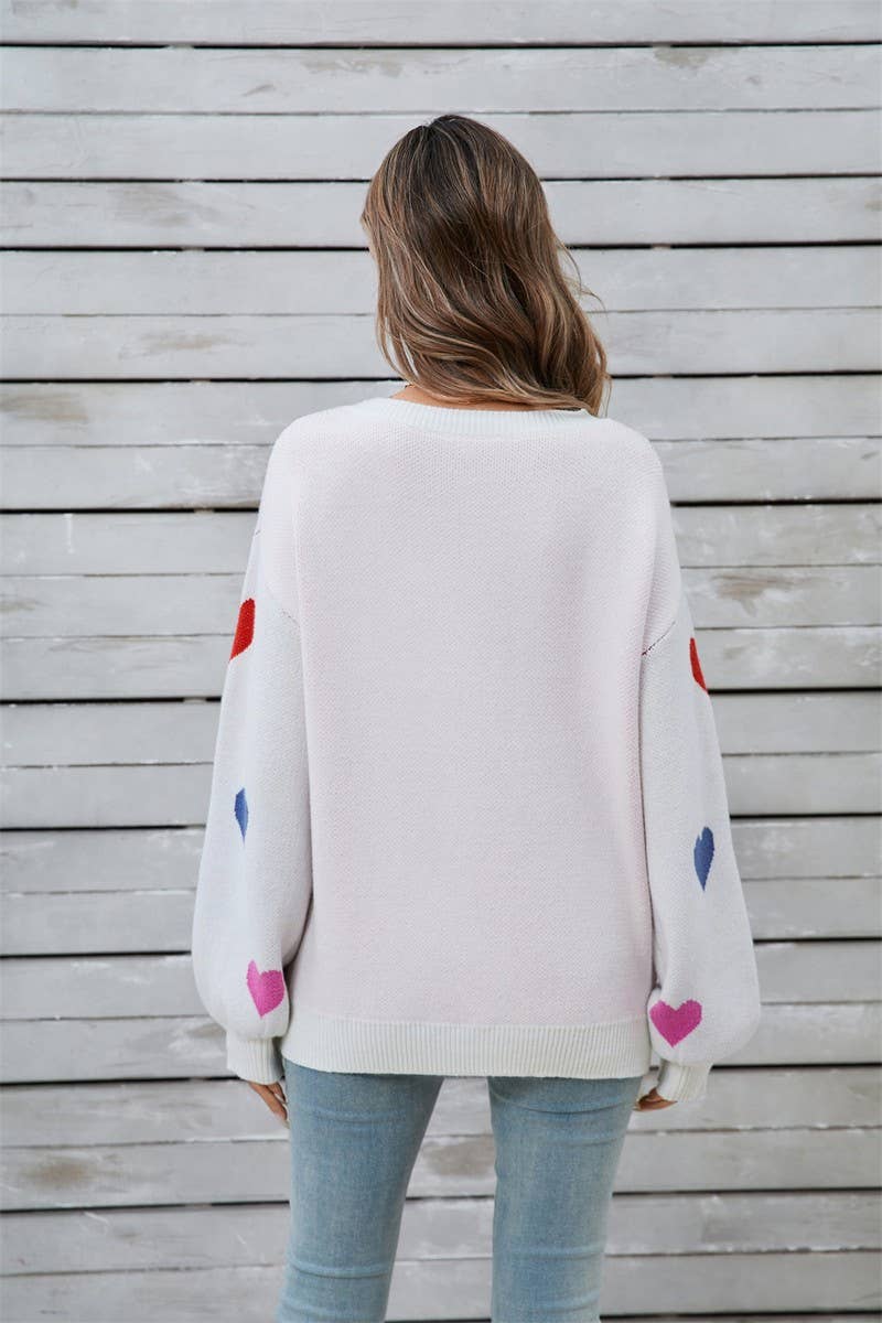CWOSWL5778_HEART SHAPED VALENTINE'S DAY CREW NECK SWEATER