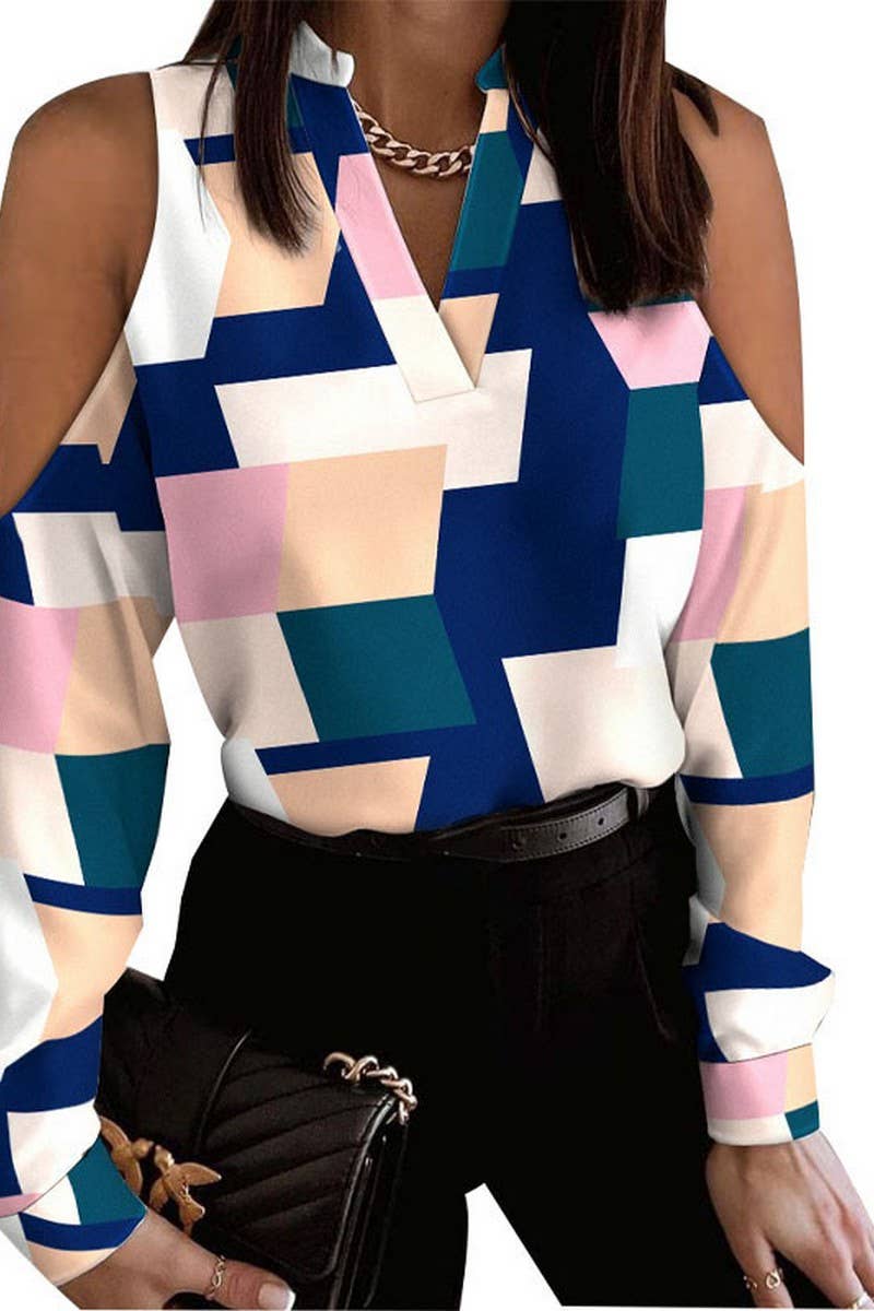 CWTTL2060_OFF-THE-SHOULDER LONG-SLEEVED PRINTED SHIRT