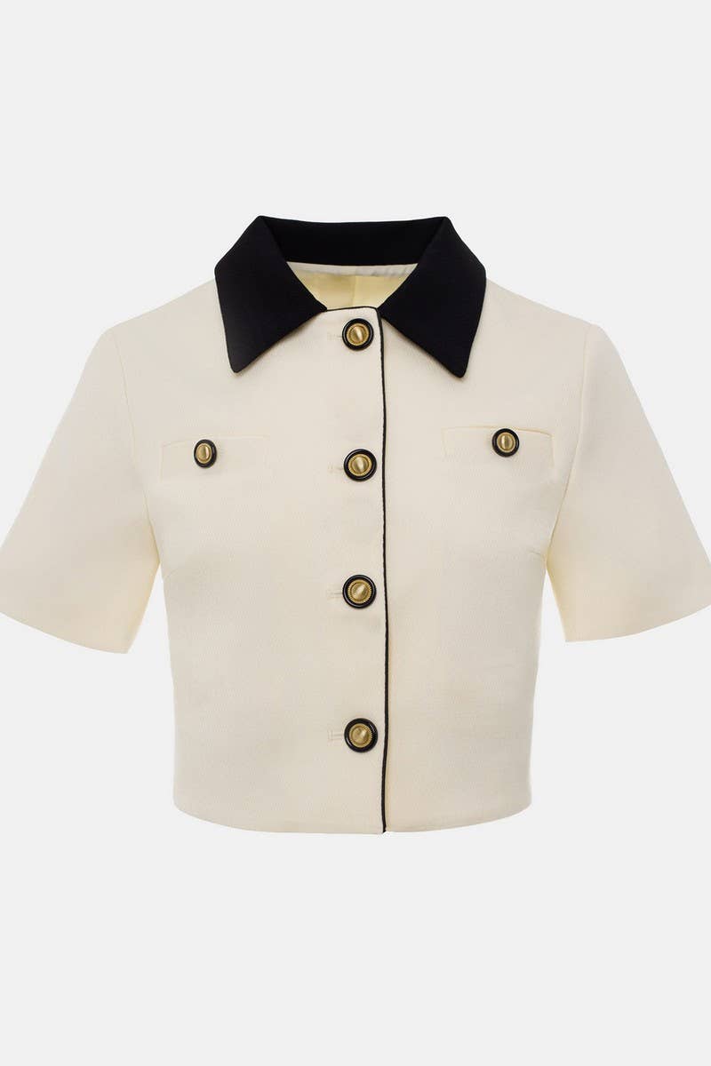 CWSTB2142_SHORT-SLEEVED SUIT TOP AND SKIRT SET