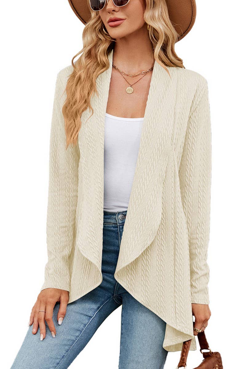 CWOCAL1936_LONG-SLEEVED SOLID COLOR LOOSE KNITTED CARDIGAN