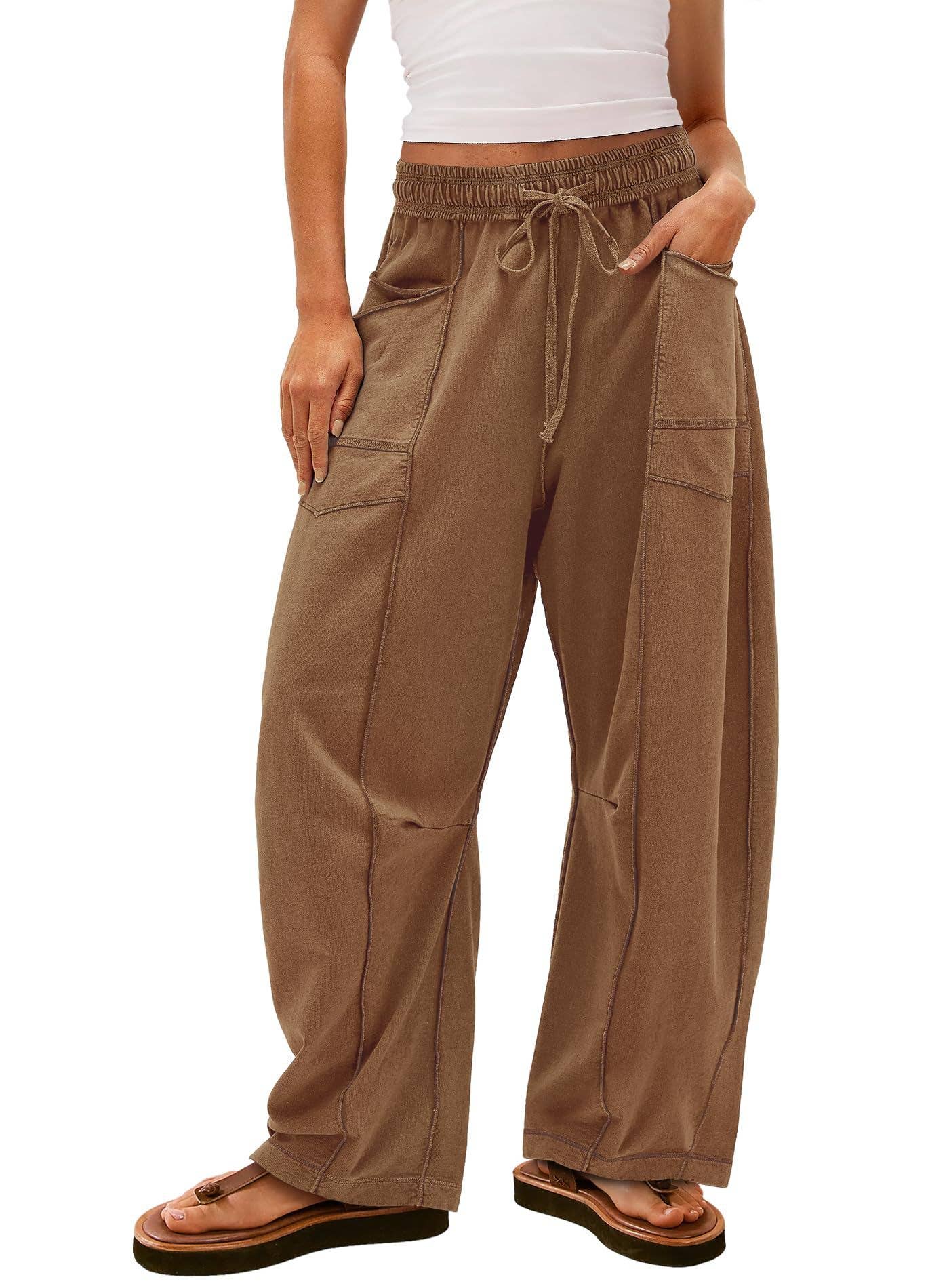 Casual stretched-waist drawstring sweatpants