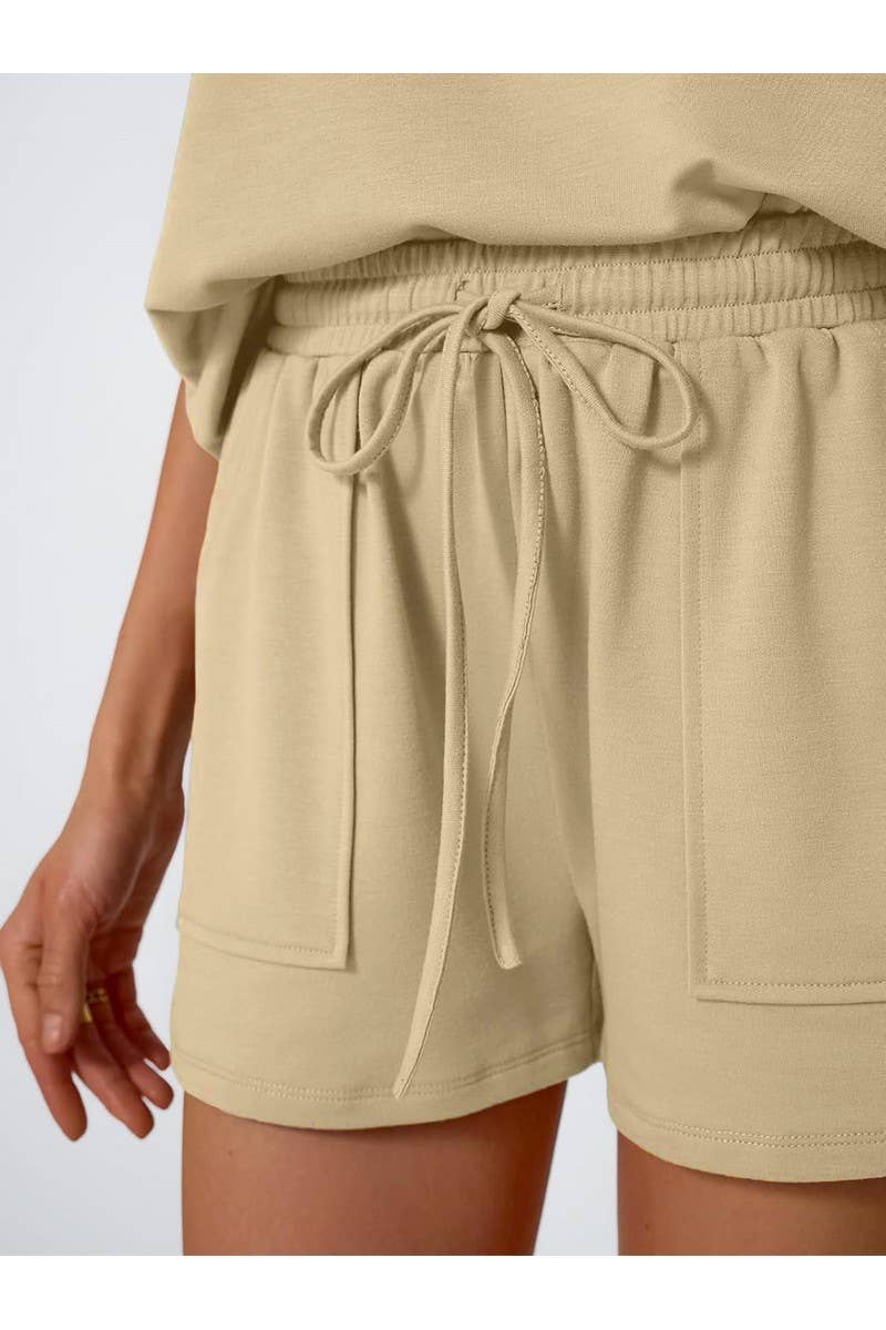 CWSTB00487_2025 SPRING SUMMER WOMEN 2 PIECE SET SHORT SLEEVE