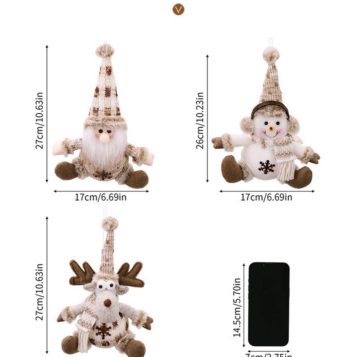 CWMM10299_EUROPEAN KNITTED SANTA SNOWMAN REINDEER ORNAMENT