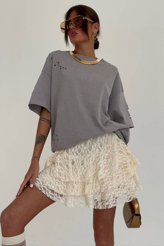 CWBSS0485_LACE RUFFLE HIGH WAIST SLIM A-LINE SKIRT