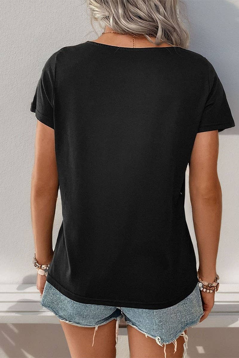 CWTTL1707_STRIPED PATCHWORK SHORT-SLEEVED T-SHIRT