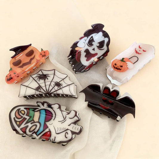 CWAHA07710_HALLOWEEN SPIDER HEART PUMPKIN CLAW CLIP