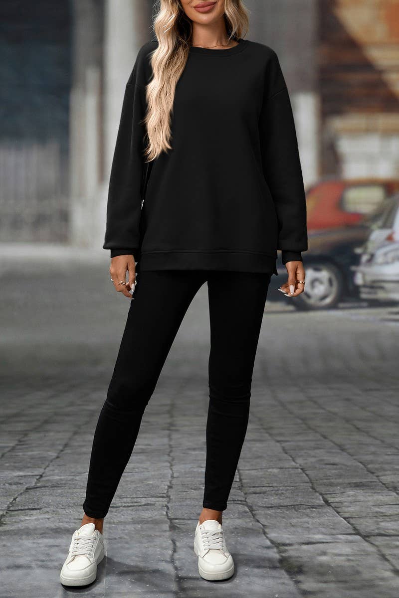 CWTBLL00831_SOLID COLOR CREWNECK PULLOVER SWEATSHIRT