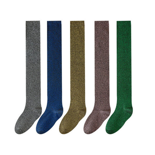 CWMS02750_SPARKLY OVER KNEE THIGH HIGH SOCKS WOMEN STREETWEA