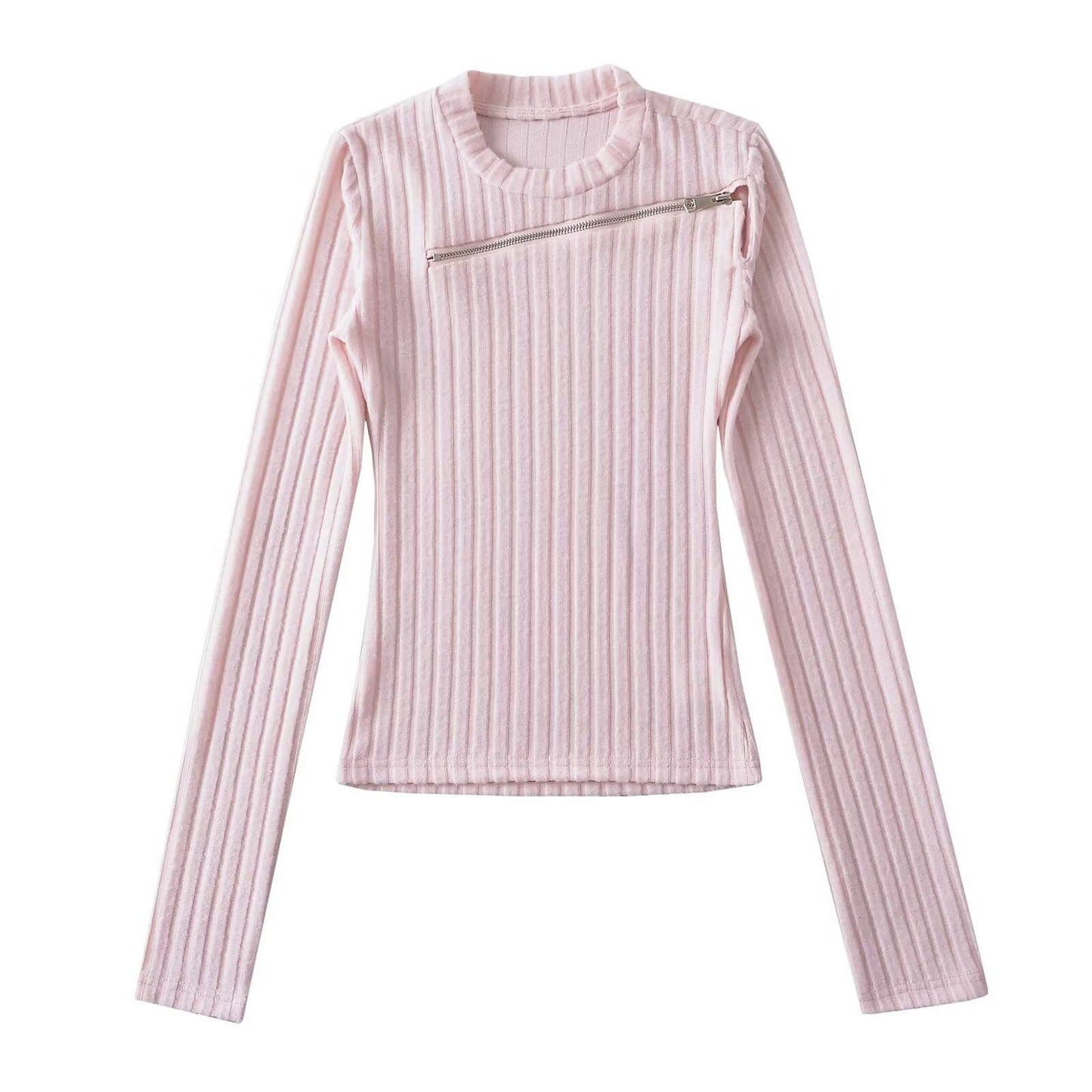 CUT-OUT TOP WITH A DIAGONAL ZIPPER ON THE CHEST