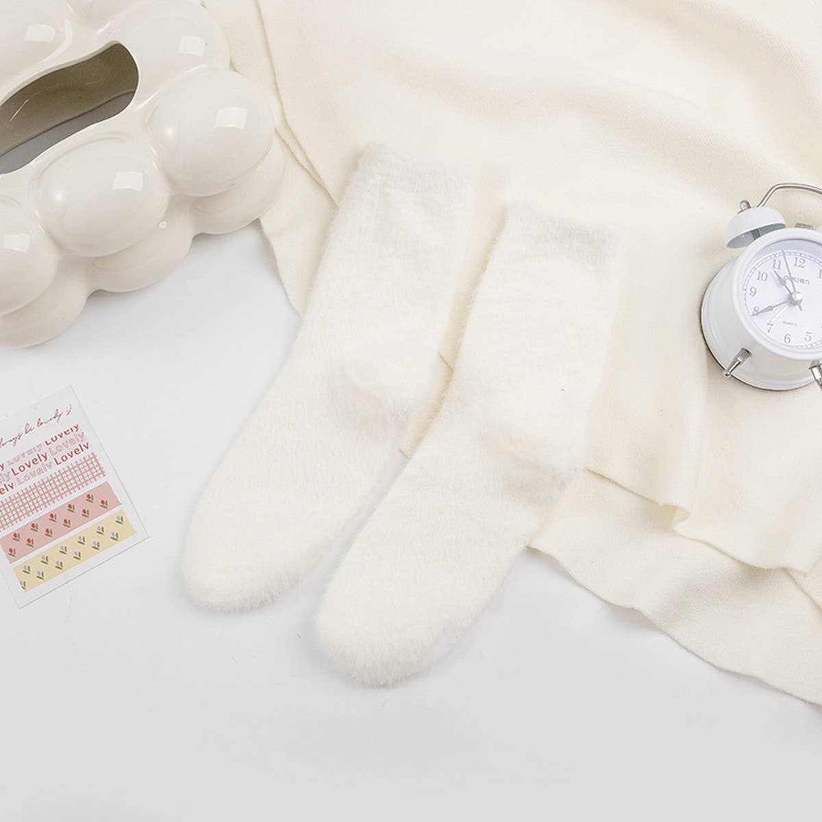 WINTER WARM MID-TUBE SOCKS SOLID COLOR SOCKS