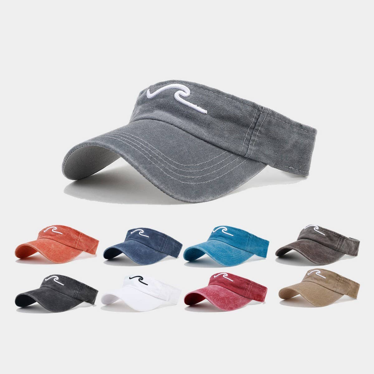 3D Wave Embroidered Visor Hat -Unisex Sunshade Cap_CWAH3299