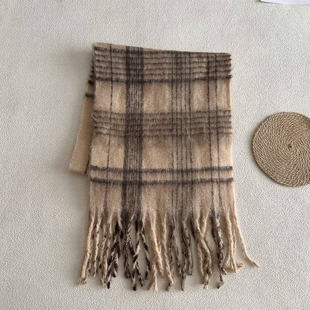 Colorblock Plaid Faux Cashmere Scarf for Winter