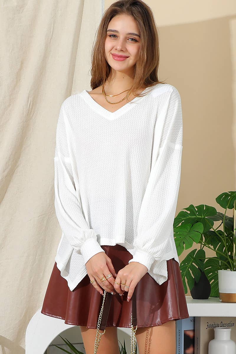 CWTTL1471_Casual Loose Fit Long Sleeve Tops