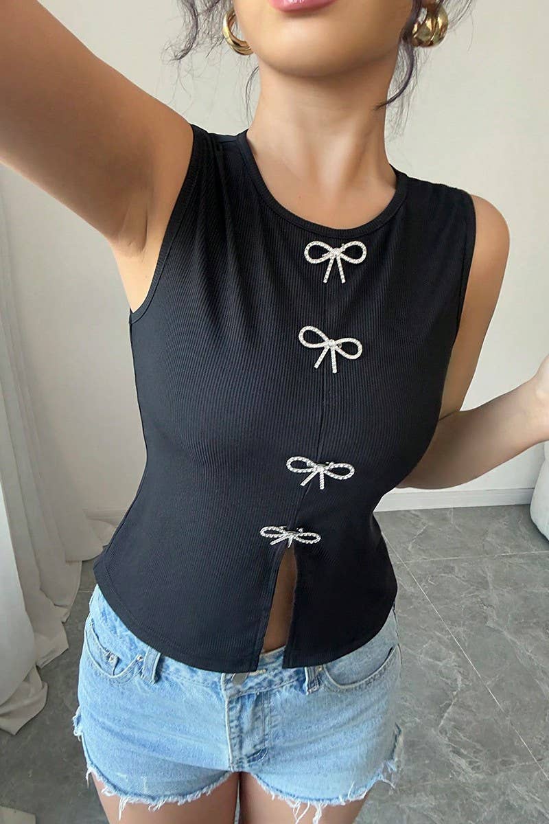 CWTTSL0446_SUMMER TEMPERAMENT SLIT SLEEVELESS TOP