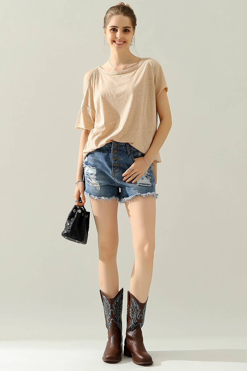 CWTTS702_Casual solid color crew neck top