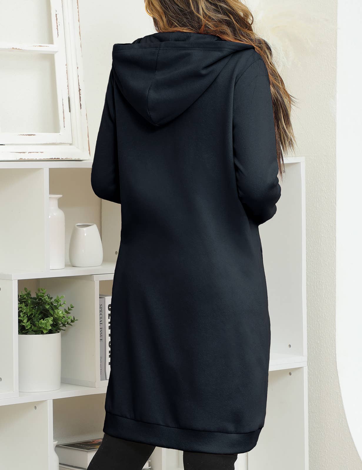 CWOHOL448_Lightweight Thin Zip-Up Hoodie Long Jacket