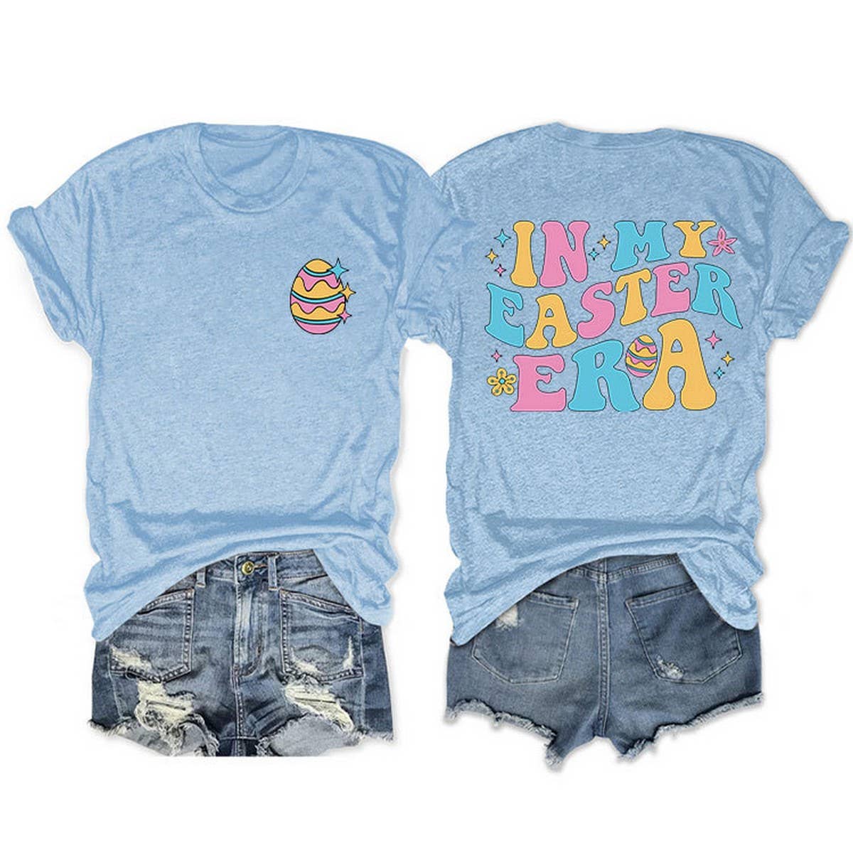 EASTER TREND DOUBLE SIDED LETTER PRINTED TEES_CWTTS0869
