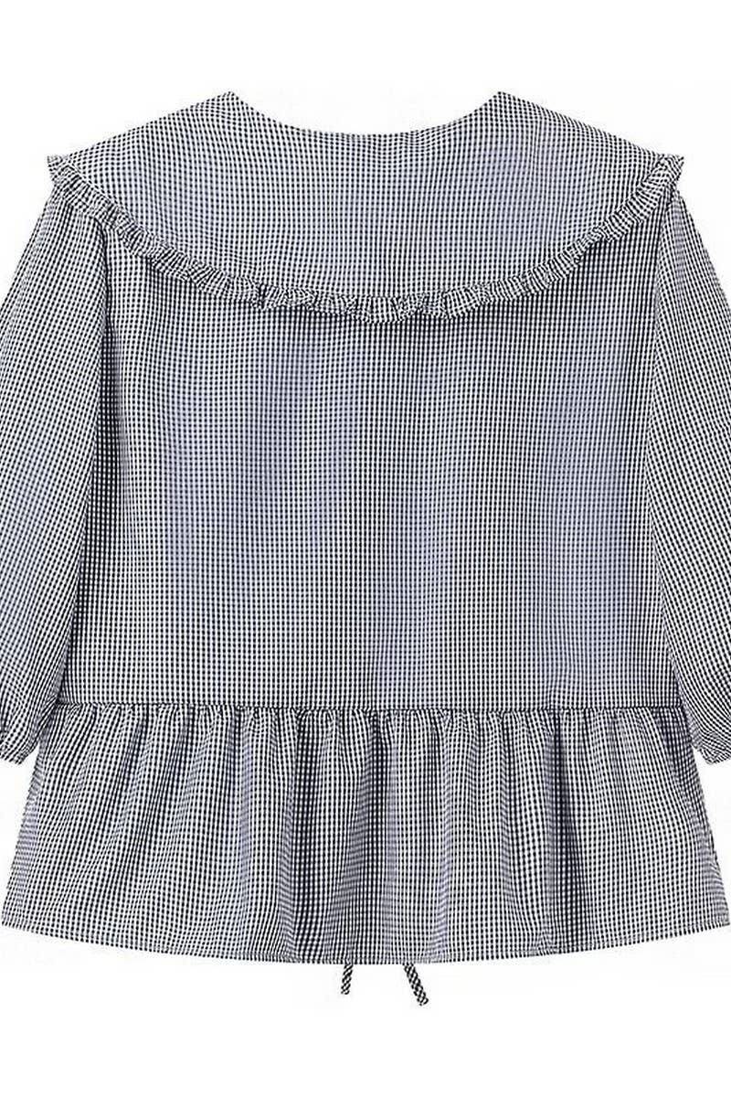 CWTBLL1129_CASUAL PLAID SHIRT WITH BABY DOLL COLLAR