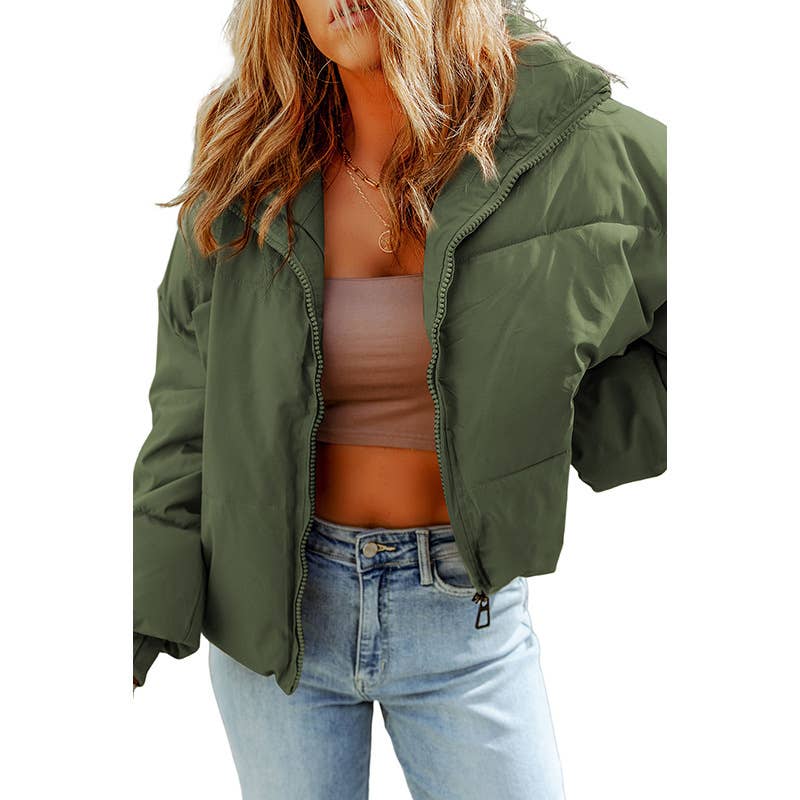 Casual solid color lapel warm women's bread coat