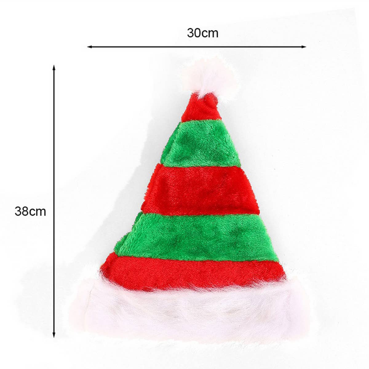 CWAH4078_RED, GREEN AND WHITE STRIPED CHRISTMAS HAT