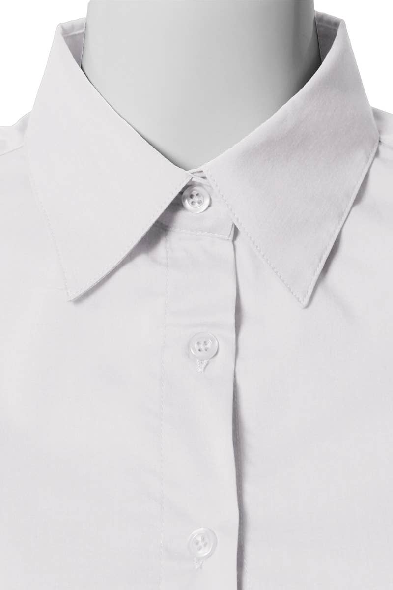 CWTSTS116_Basic Slim Fit Simple 3/4 Sleeve Button Down Shirt