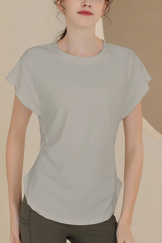 CWTSTS0394_ROUND NECK SHORT SLEEVE FITNESS YOGA TOP