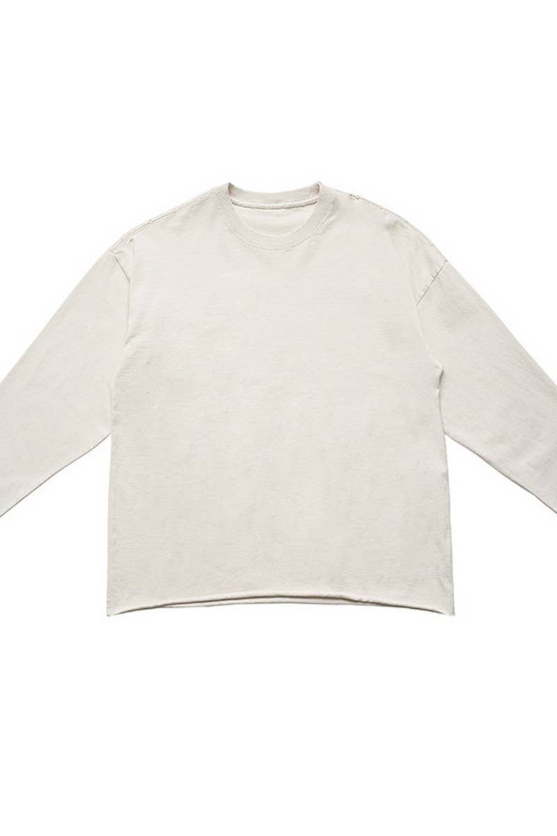 CWTBLL1979_ROLLED HEM ROUND NECK SOLID COLOR LONG SLEEVES