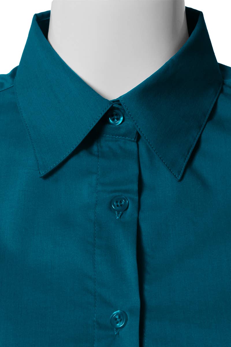 CWTSTS116_Basic Slim Fit Simple 3/4 Sleeve Button Down Shirt