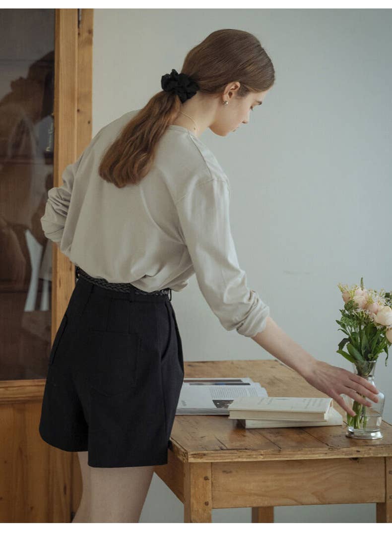 FASHIONABLE COTTON CREW-NECK LONG-SLEEVED TOP