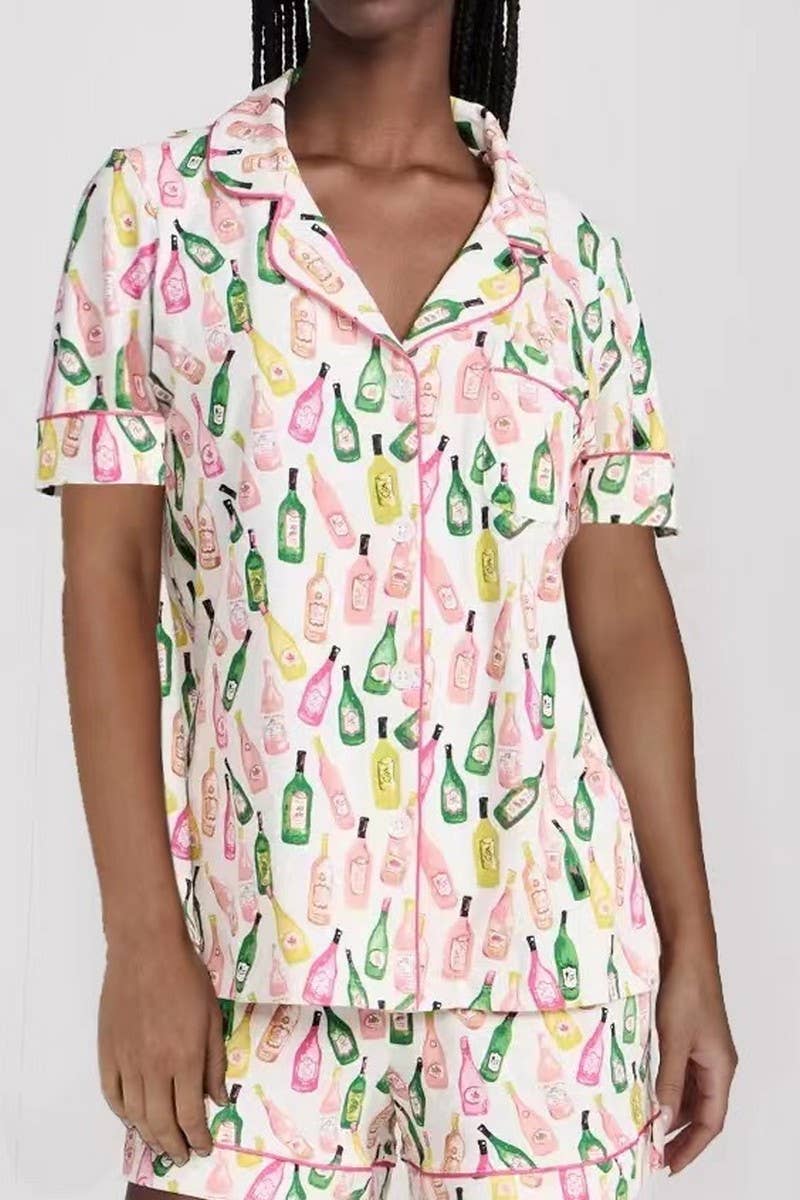 CWSPJ0438_PRINTED SHORT SLEEVE AND SHORTS LOUNGEWEAR SET