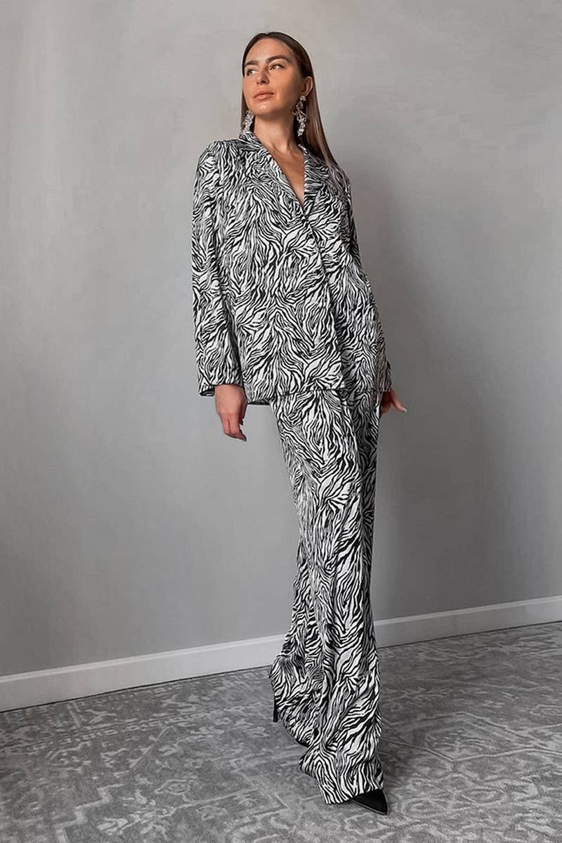 CWSPJ0400_PRINTED CARDIGAN LONG SLEEVE PANTS PAJAMA SET