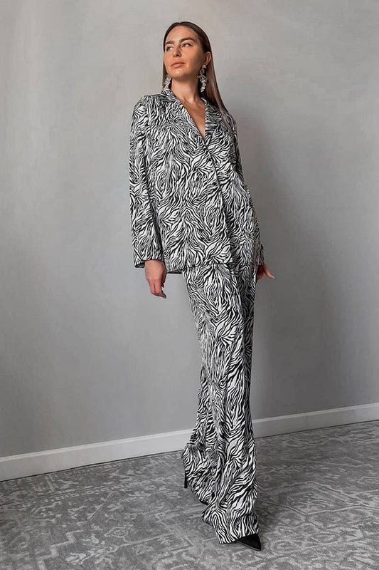 CWSPJ0400_PRINTED CARDIGAN LONG SLEEVE PANTS PAJAMA SET