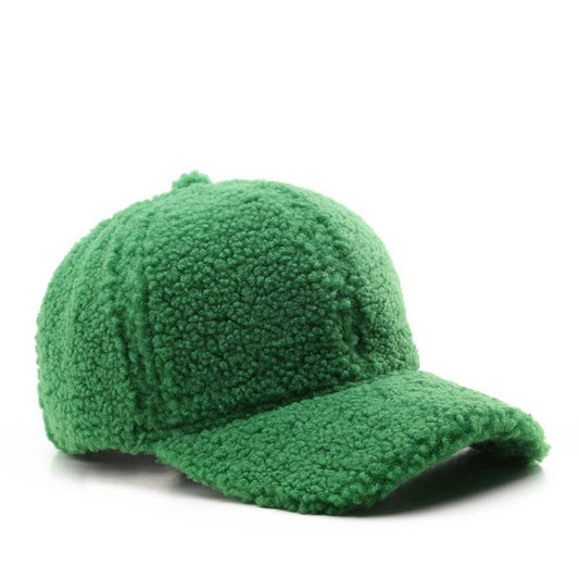 Vintage Solid Color Lamb Wool Baseball Cap_CWAH2173