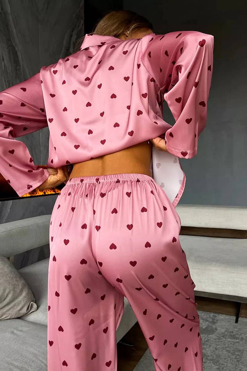 CWSPJ0067_LOVE PRINTED LONG-SLEEVED SHIRT LOUNGEWEAR SET