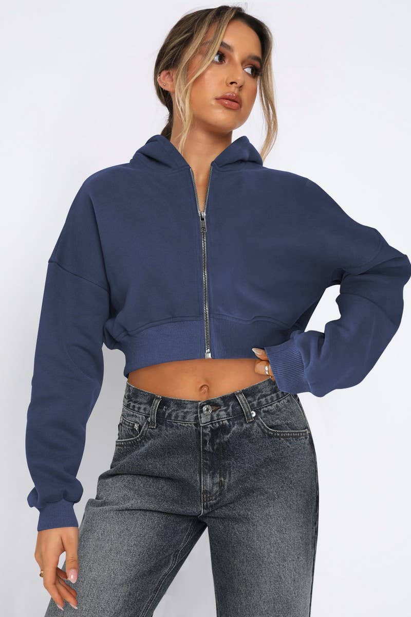 CWTBLL3986_STREET FLEECE ZIPPER CASUAL CARDIGAN HOODIE