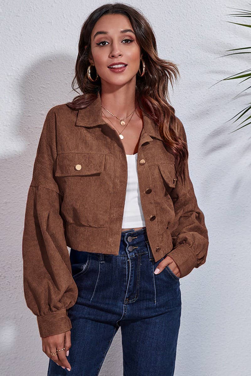 CWOJA1094_BALLOON SLEEVE CORDUROY SHORT JACKET