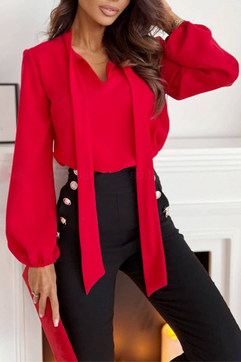 CWTSTL2778_SPRING AND AUTUMN LACE-UP BUTTERFLY FESTIVAL SHIR