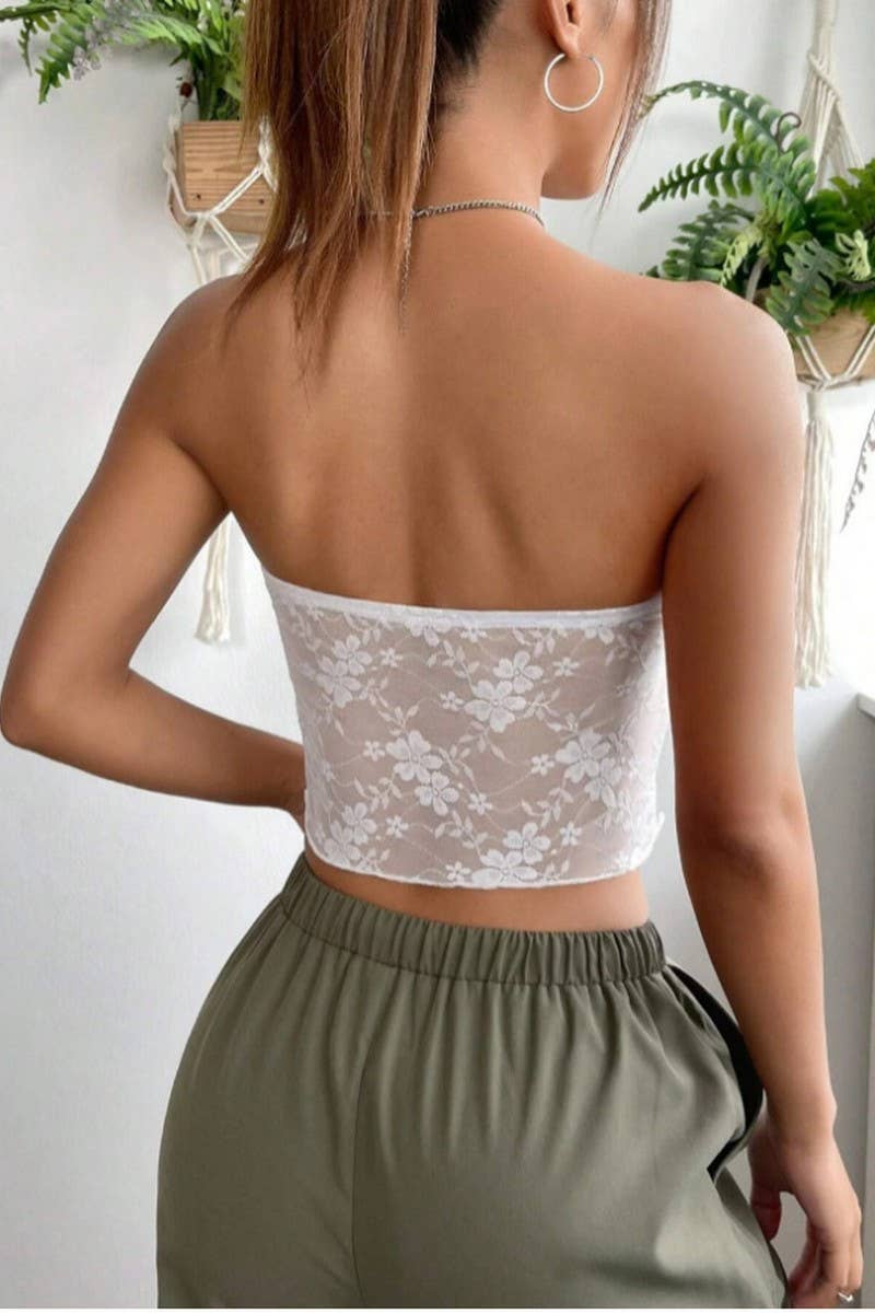 CWTTSL0433_LACE TUBE TOP ALL-MATCH SEXY WRAP TOP