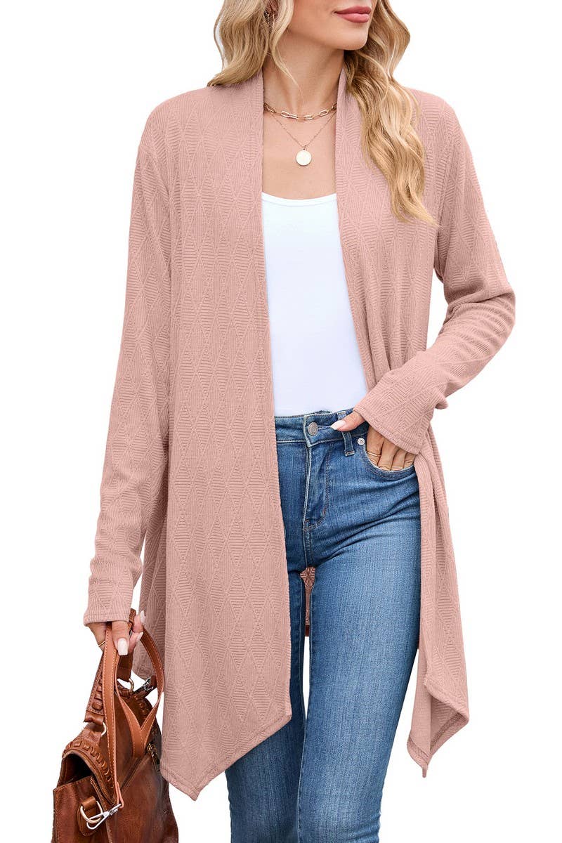 CWOCAL00859_CASUAL KNIT OPEN FRONT LONGLINE CARDIGAN