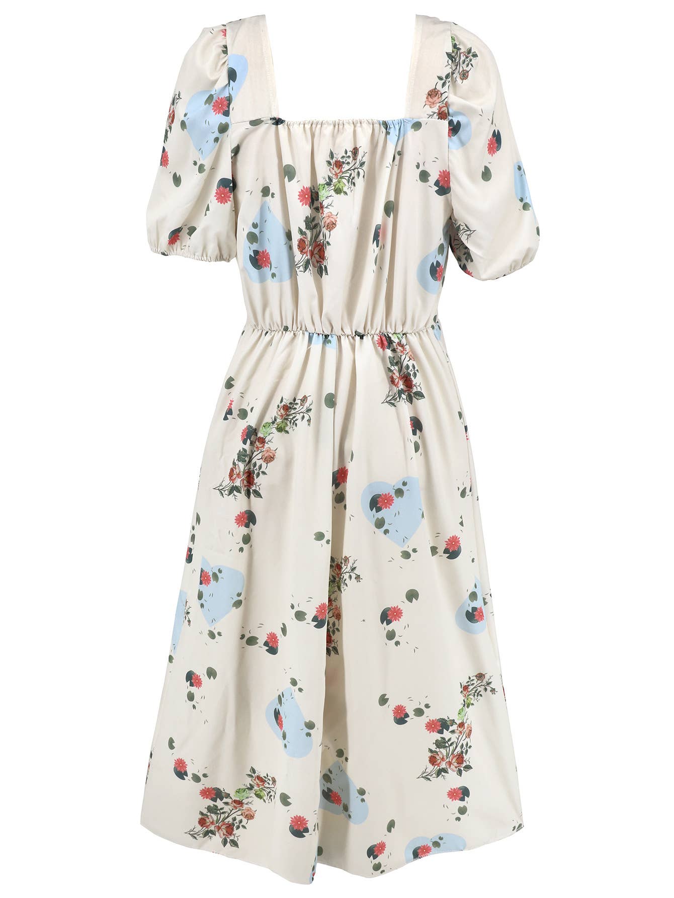 Floral Elegant Lantern Sleeve Dress
