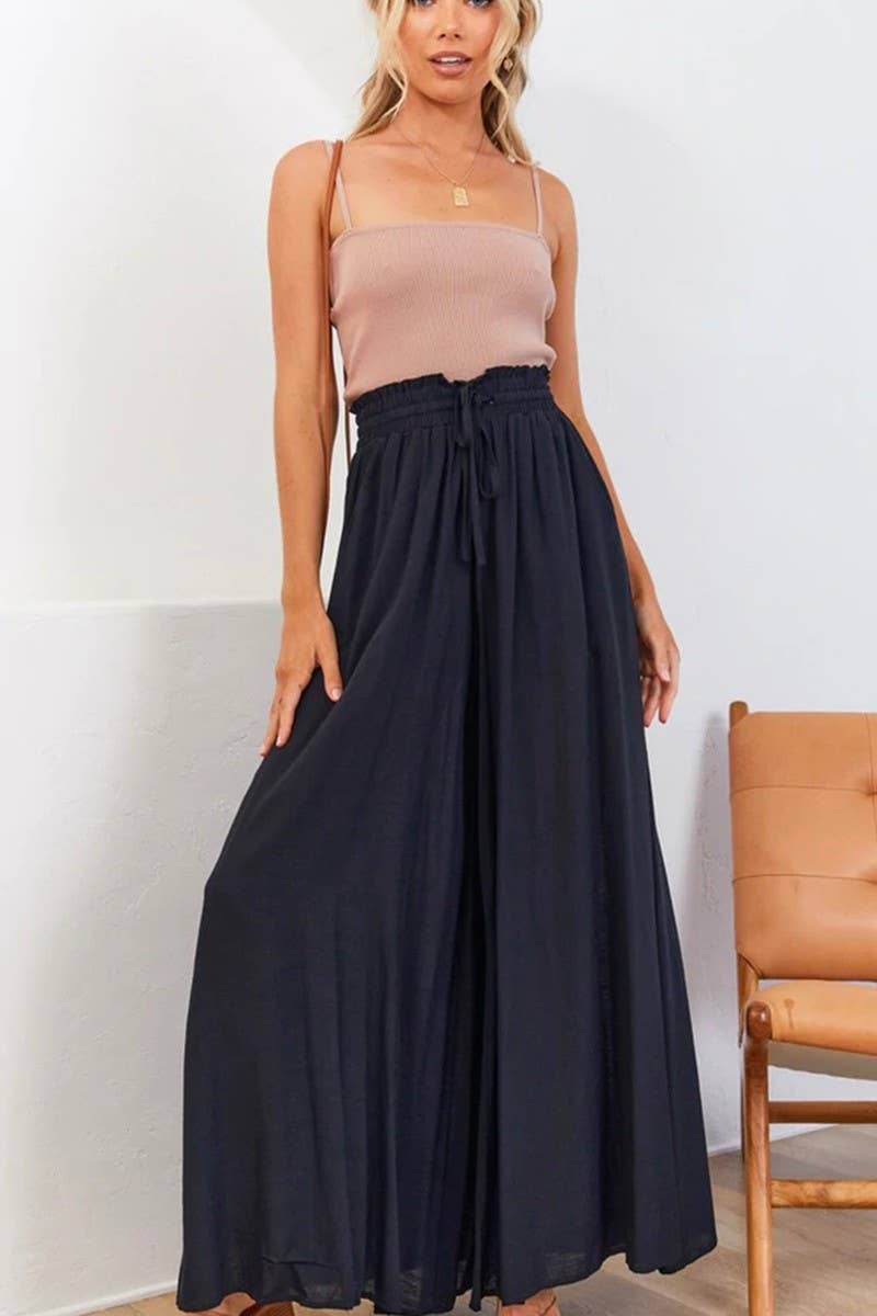 CWBLP0710_CASUAL ELASTIC WAIST WIDE LEG PANTS