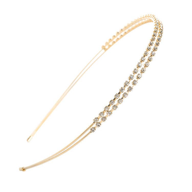 Double rhinestone headband set with diamonds