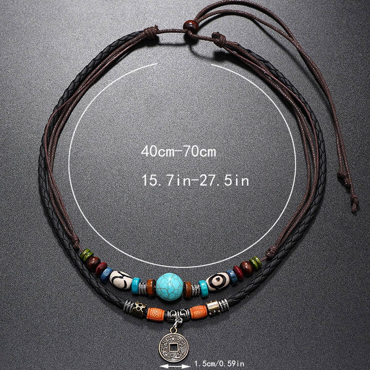 PERSONALIZED BRONZE COIN PENDANT MEN'S NECKLACE_CWMM4578