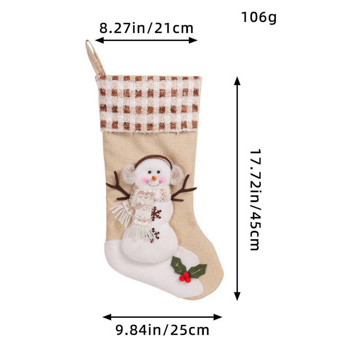 LARGE SNOWMAN CHRISTMAS SOCK STRIPED GIFT BAG_CWMS1445