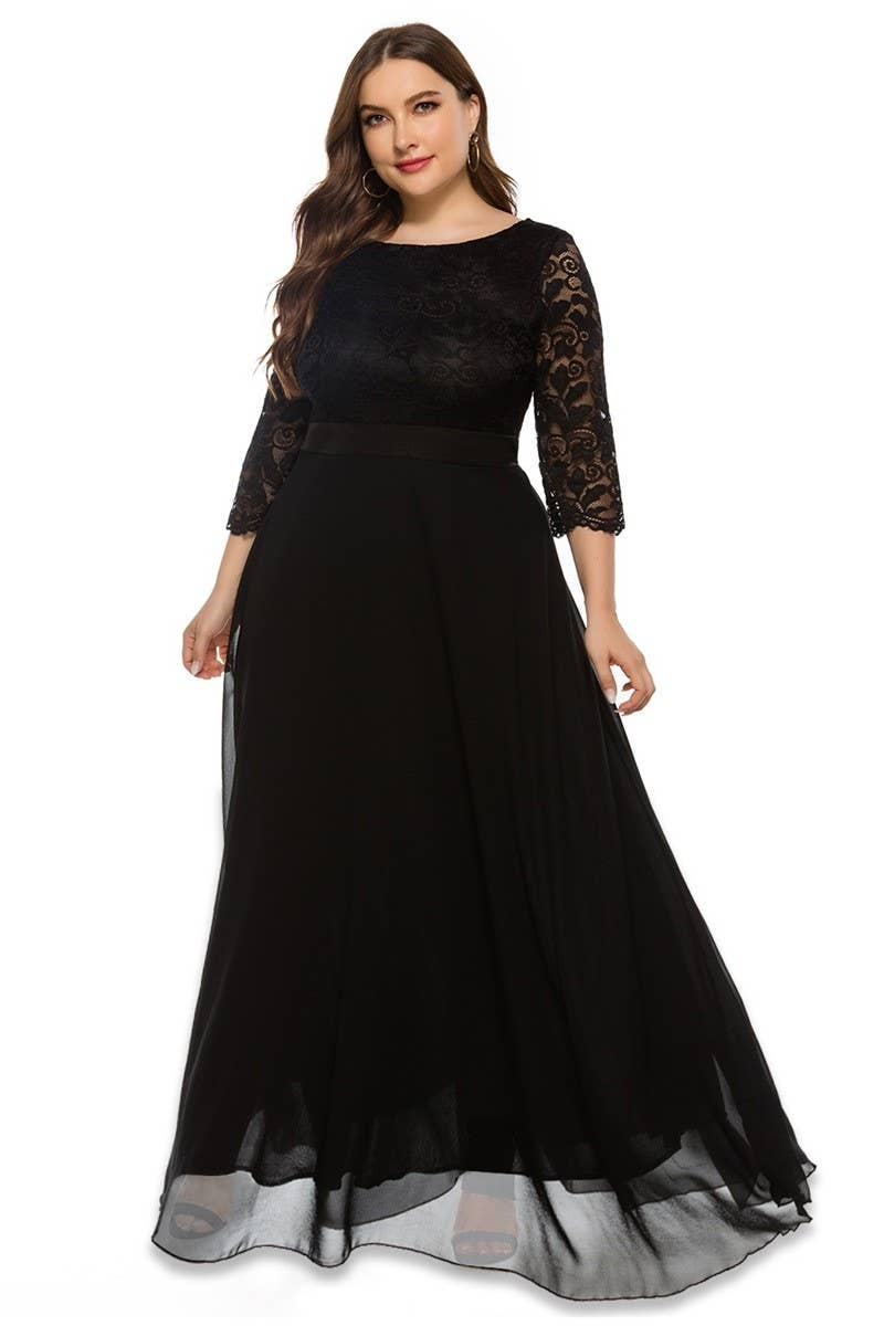 CWDMD3231_PLUS SIZE LACE EVENING DRESS