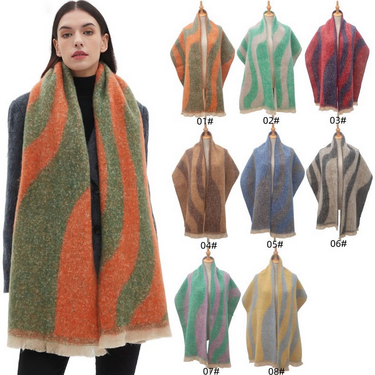 Textured Jacquard Scarf ? Loop Yarn Winter Wrap