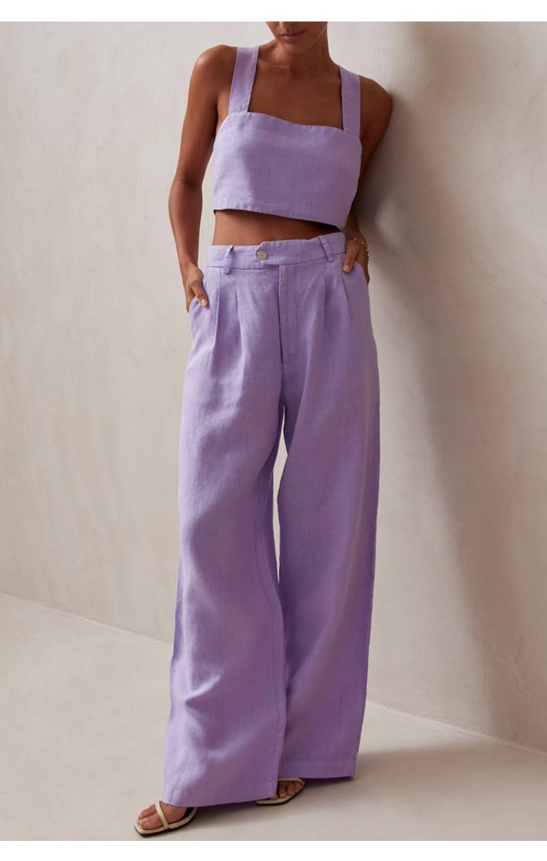 Commuter style solid color slim casual pants