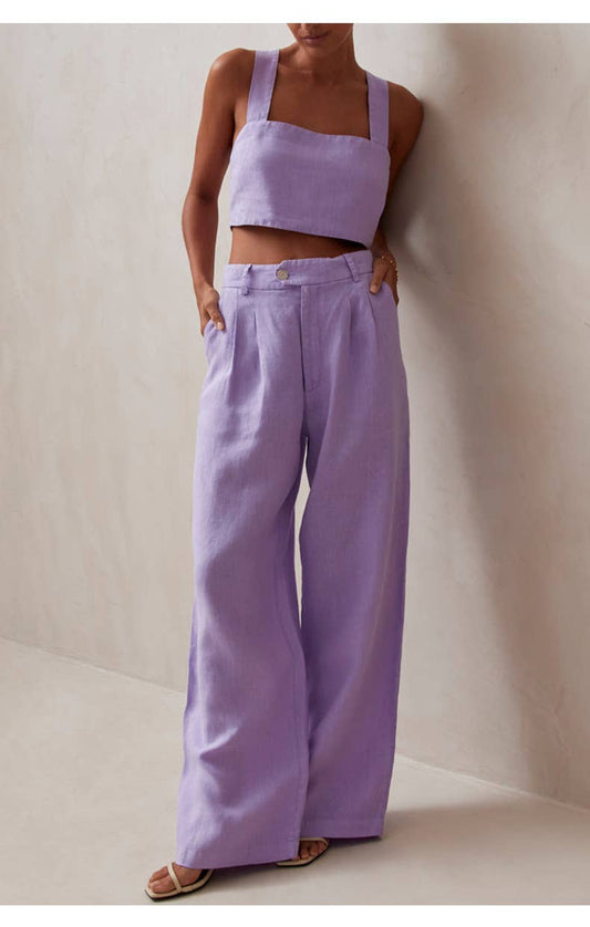 Commuter style solid color slim casual pants