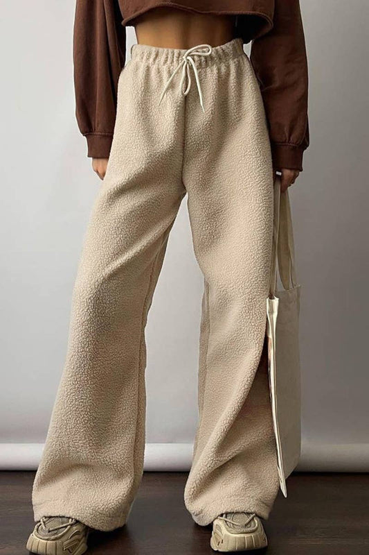 CWBMP0180_AUTUMN WINTER CASUAL PLUSH STRAIGHT LEG PANTS