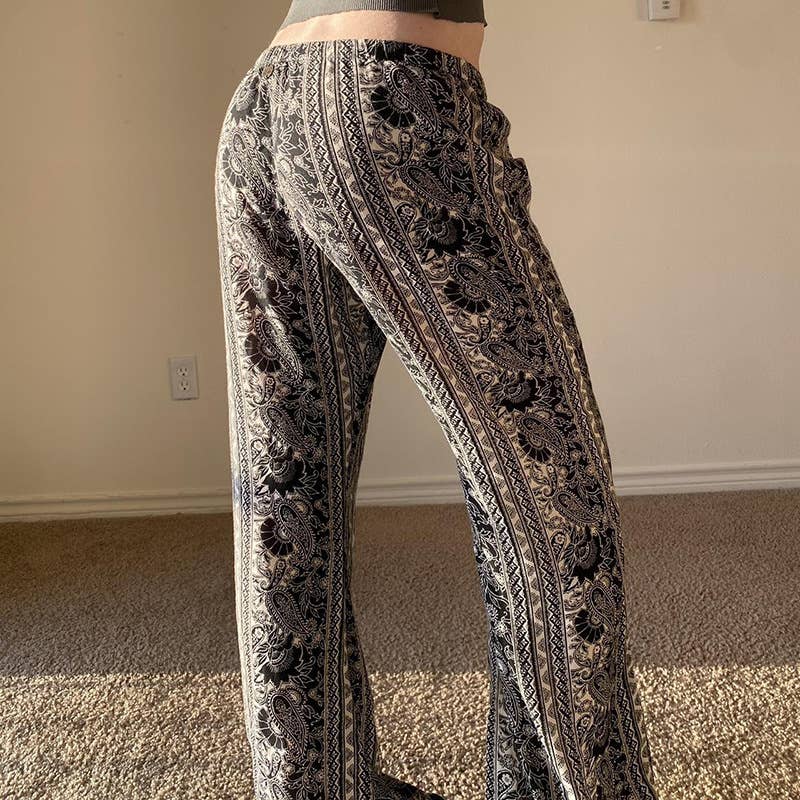 ABSTRACT PRINT LOOSE CASUAL STRAIGHT-LEG PANTS